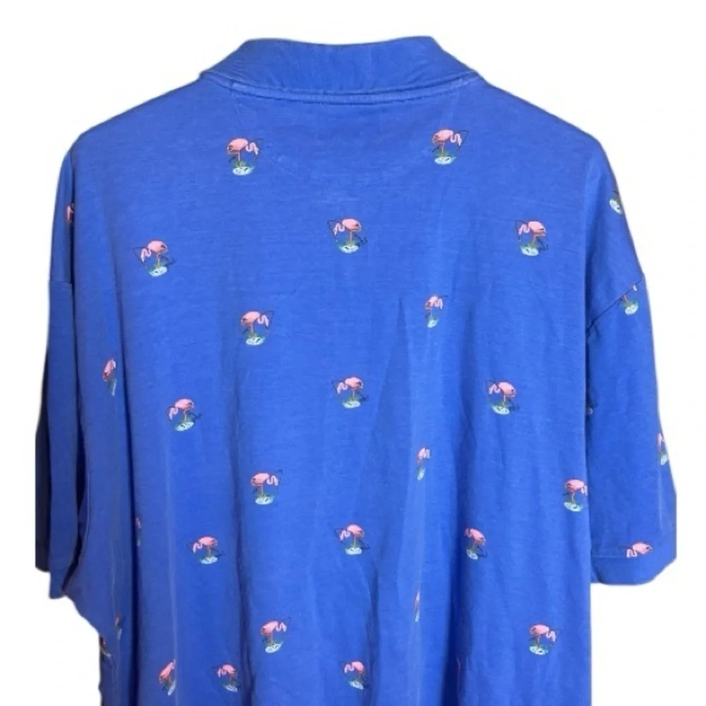 Polo Ralph Lauren Mens 2TG (2X Tall) Short Sleeve Shirt Blue Pink Flamingo